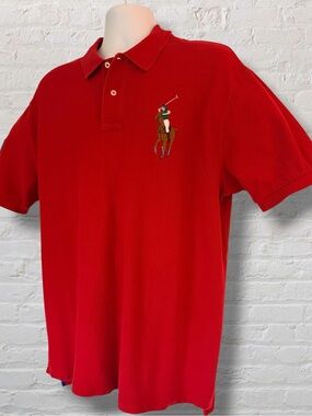 Polo Ralph Lauren Big Pony Red Mesh Polo Shirt XL Number 3